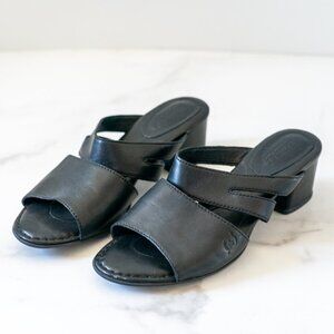 Born Womens Makati Slip On Open Toe Strappy Casual Heels Slides Sandals Shoes